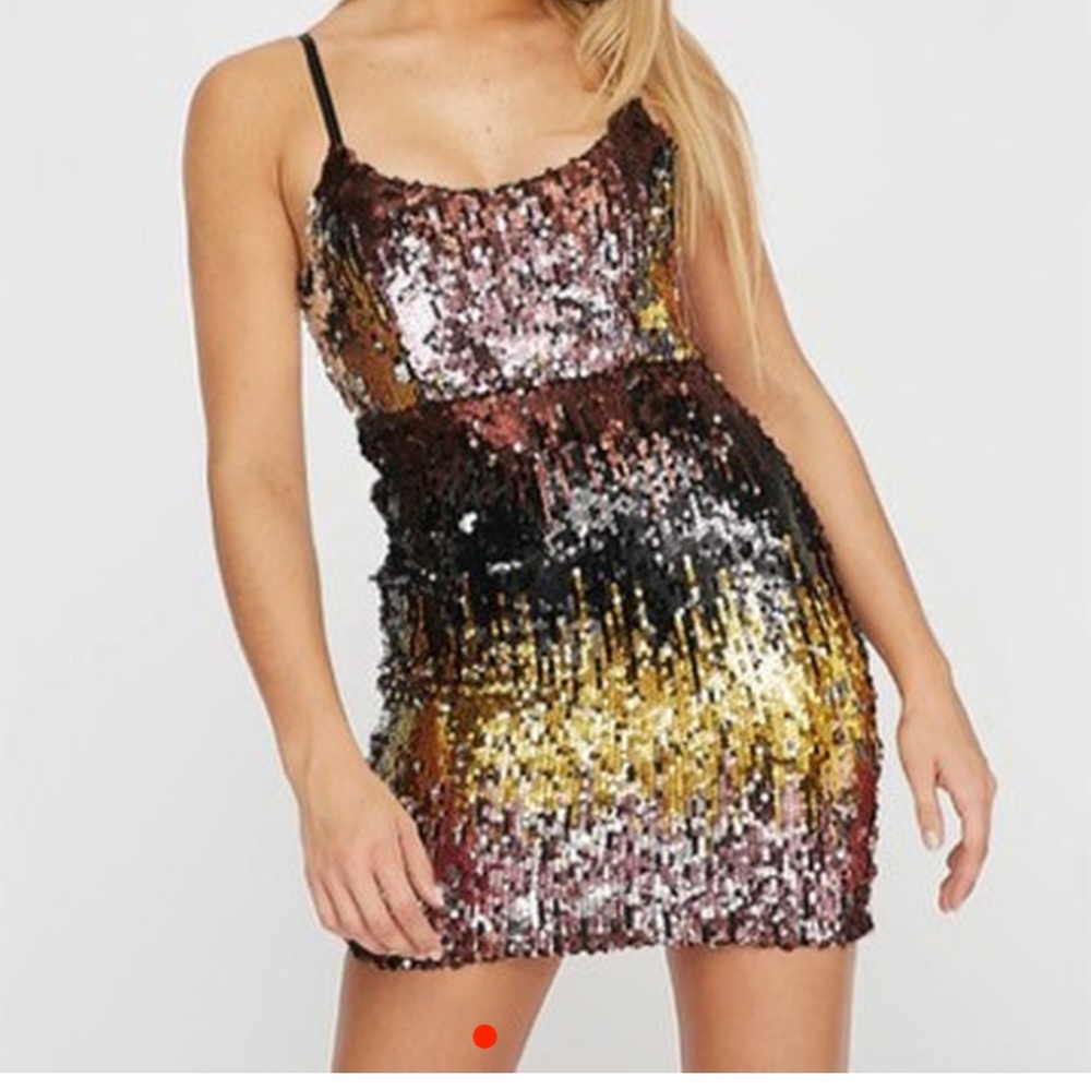 Reversible sequin mini dress